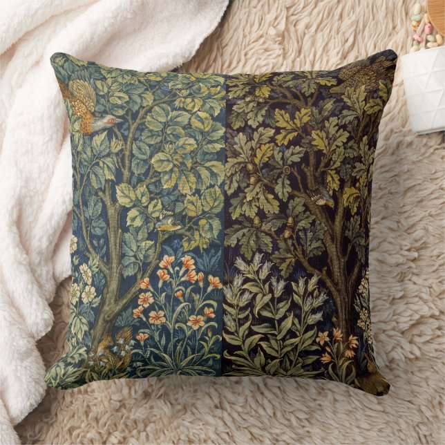 Coussin William Morris Pheasant Bird Tree Flower (Couverture)