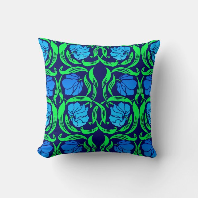 Coussin William Morris Pimpernel, Cobalt Blue and Green (Recto)