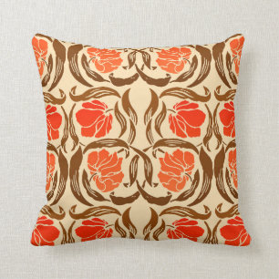Coussin William Morris Pimpernel, Mandarin Orange & Brown