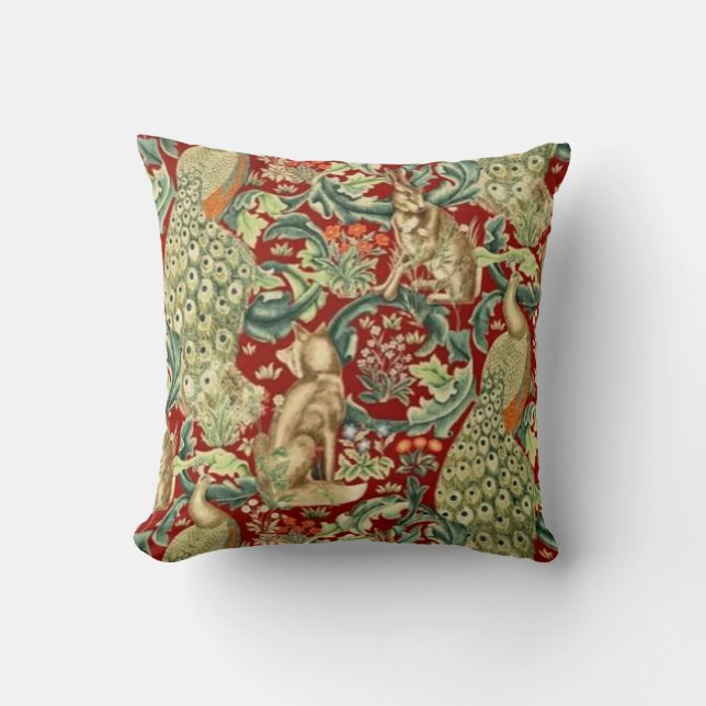 Coussin William Morris Red Motif Forest (Recto)