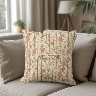 Coussin William Morris Rose Treillis Décoratif Climbing 