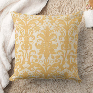 Coussin William Morris Saule & Or Damassé Luxe