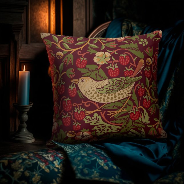 Coussin William Morris Strawberry Thief Jetant l'oreiller (Créateur téléchargé)