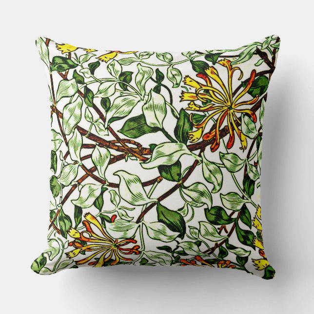 Coussin William Morris - Sucette de miel, vert et jaune (Recto)