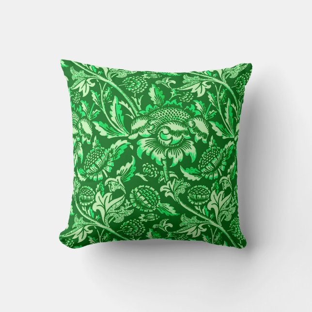 Coussin William Morris Sunflowers, Emerald Green (Recto)