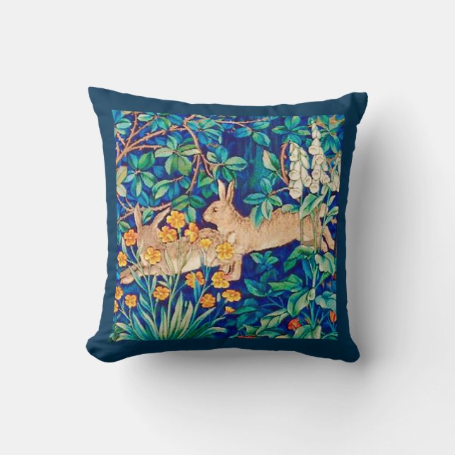 Coussin William Morris "Two Hares" - Lapins sauvages (Recto)