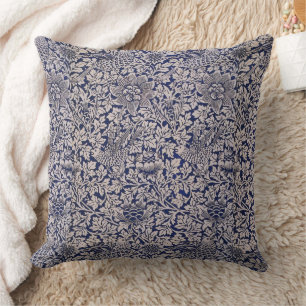 Coussin William Morris Vintage Bird et Anemone Dark Blue