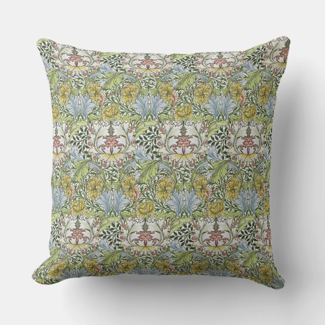 Coussin William Morris Vintage Floral rose Myrtle vert (Recto)