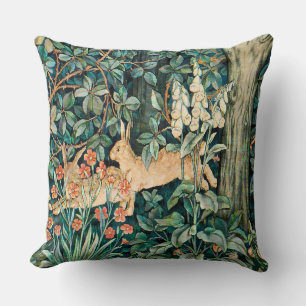 Coussin William Morris Vintage Lapin Jardin Floral Art