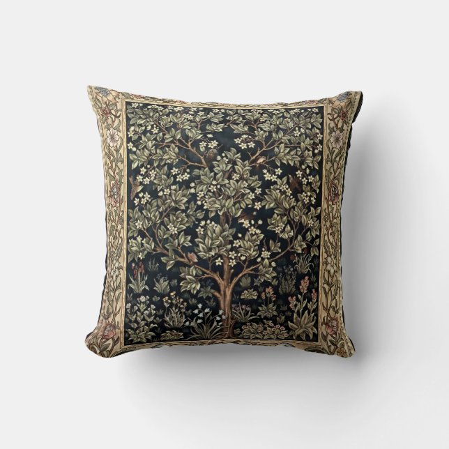 Coussin William Morris Vintage Tree & Birds. (Recto)