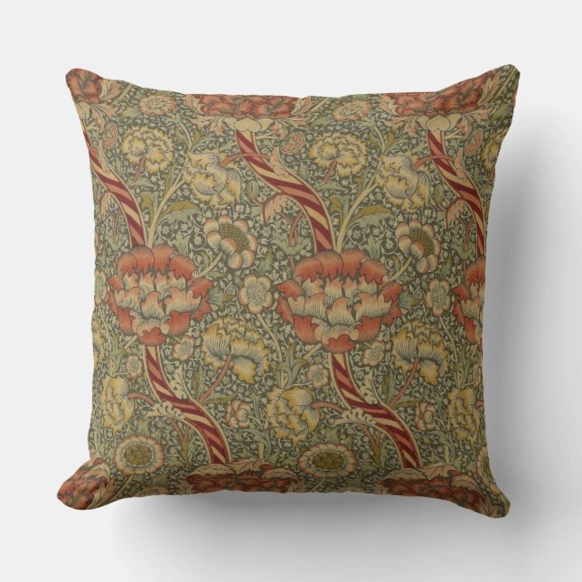 Coussin William Morris Wandle Anglais Floral Damask Design (Recto)