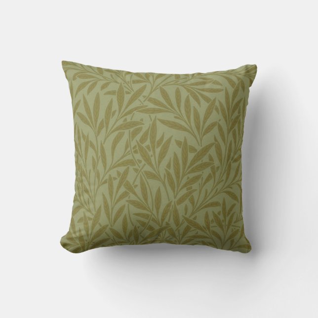 Coussin William Morris Willow Antique Green Leaf Vine Art (Recto)