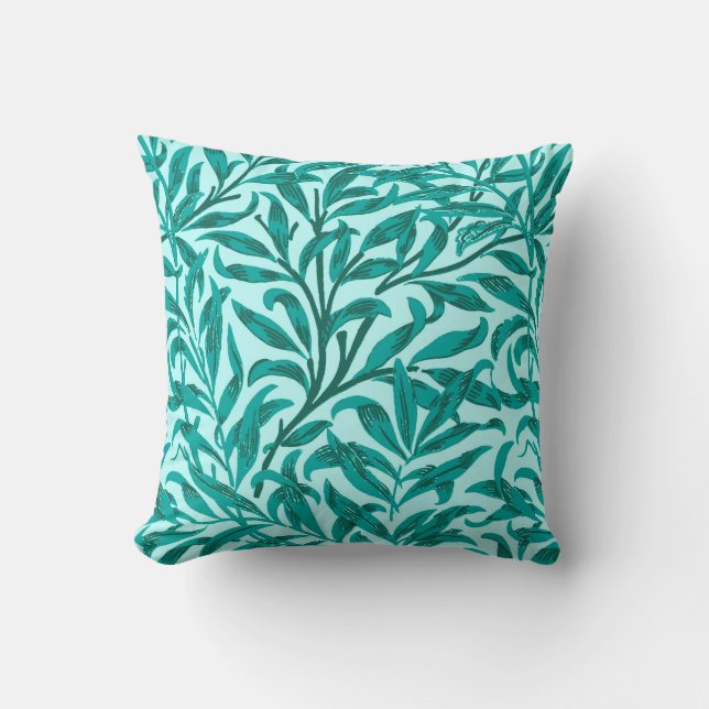Coussin William Morris Willow Bough, Turquoise et Aqua (Recto)