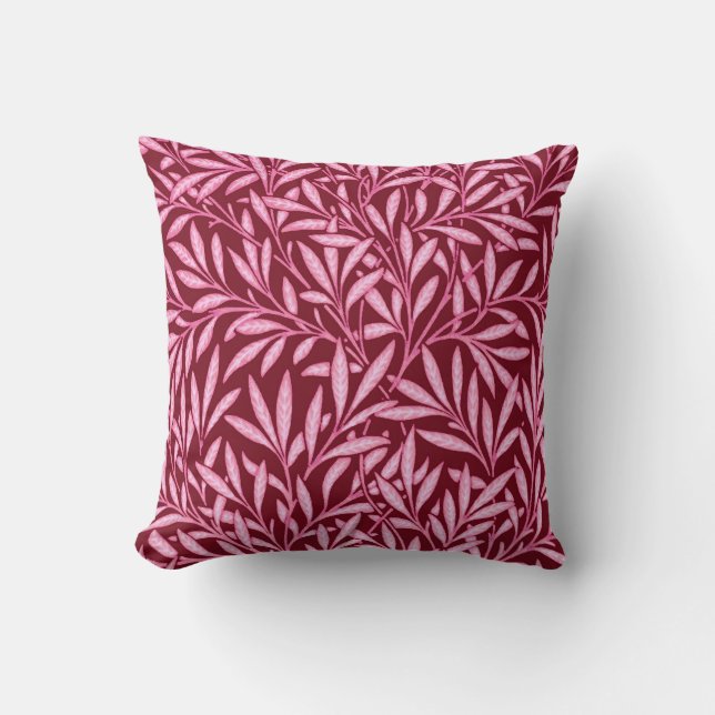 Coussin William Morris Willow Motif, Bourgogne et rose (Recto)