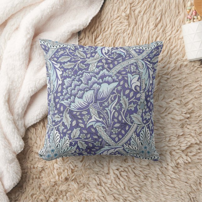 Coussin William Morris Windrush motif floral bleu (Couverture)