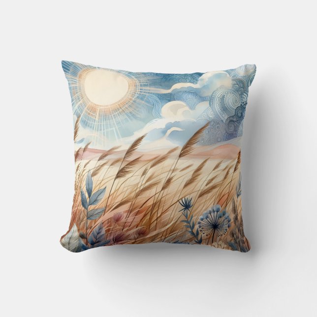 Coussin Windy Day Rustic Boho Mountain Prairie Country (Recto)