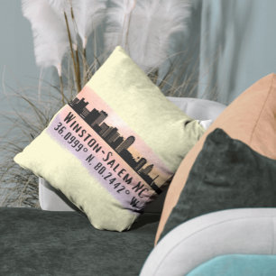 Coussin Winston-Salem City Skyline Latitude et Longitude