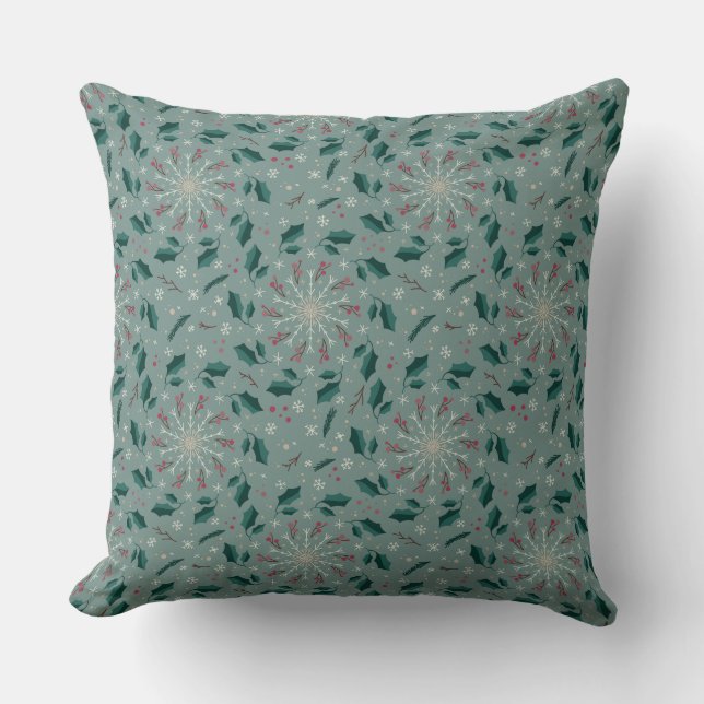 Coussin Winter Botanical Snowflake Throw Pillow (Recto)