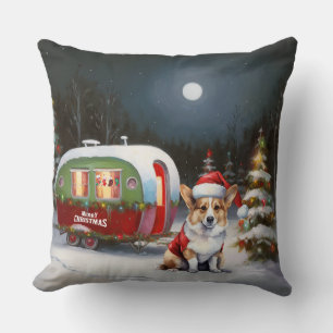 Coussin Winter Corgi Caravan Christmas Adventure