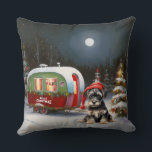 Coussin Winter Schnauzer Caravan Christmas Adventure<br><div class="desc">Laissez-vous tenter par la magie d'une nuit d'hiver enneigée alors qu'une caravane glisse gracieusement à travers le paysage illuminé par la lune. La beauté sereine de la neige scintillante et l'éclat enchanteur de la lune créent une scène captivante, promettant une aventure de Noël inoubliable remplie de chaleur, de joie et...</div>