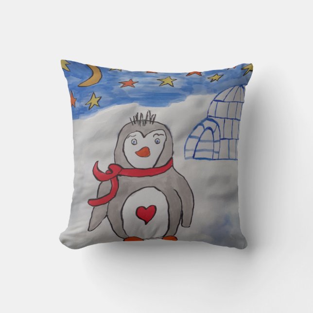 Coussin Winter Snow Penguin Cushion (Recto)