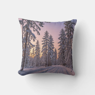 Coussin Winter Wonderland Sunset Throw Pillow