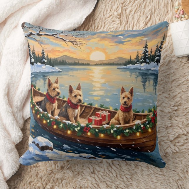 Coussin Wire Fox Terrier Christmas Boat Holiday (Couverture)
