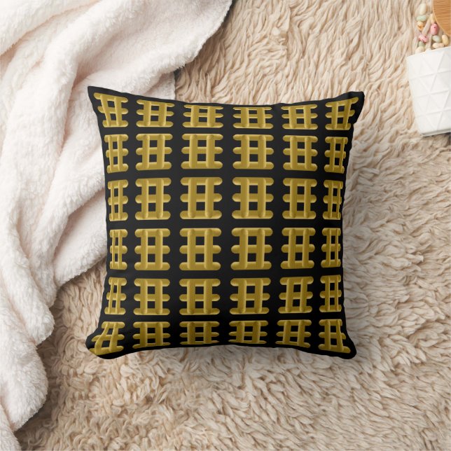 Coussin Wired Golden Cord Squared Pattern Gold On Black (Couverture)