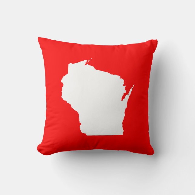 Coussin Wisconsin rouge et blanc (Recto)