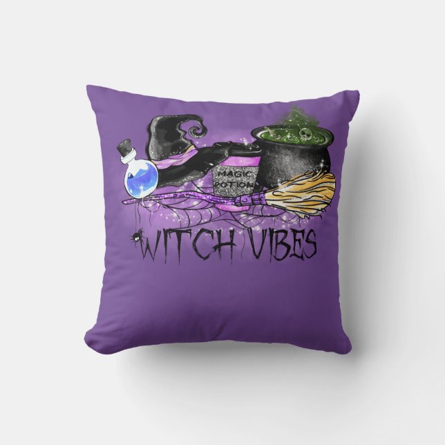 Coussin Witch Vibes - Spooky Halloween Coffee (Recto)