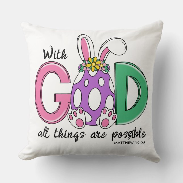 Coussin With God All Things Are Possible Easter Pillow (Recto)