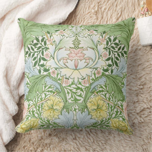 Coussin Wm Morris Myrtle Floral Art Nouveau Lumineux