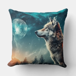 Coussin Wolf Animal Wilderness Mur Art coloré