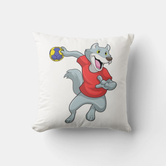 Coussin Wolf comme joueur de handball avec Handball (Recto)