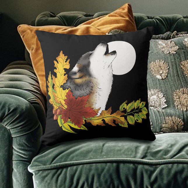 Coussin Wolf Howling Moon (Créateur téléchargé)