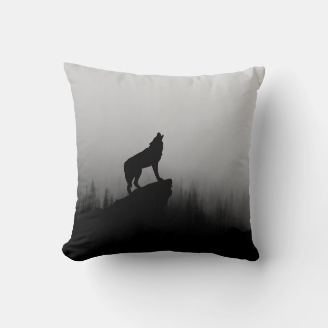 Coussin Wolf hurle sur la lune (Recto)