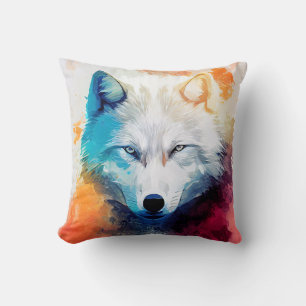 Coussin Wolf Wild Nature Animal Couleur Art Peinture