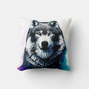 Coussin Wolf Wild Nature Animal Couleur Art Peinture