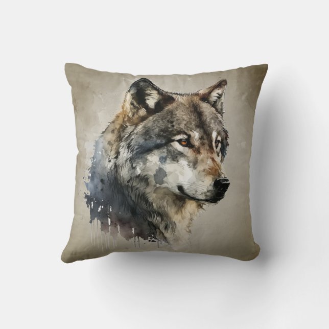 Coussin Wolf Wolf Nature animale Faune (Verso)