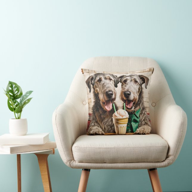 Coussin Wolfhounds irlandais Avec Soda À La Crème De Glace (Chaise)
