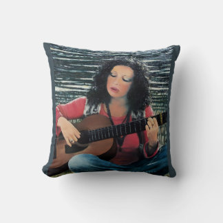 Coussin Woman Playing Music With Acoustic Guitar