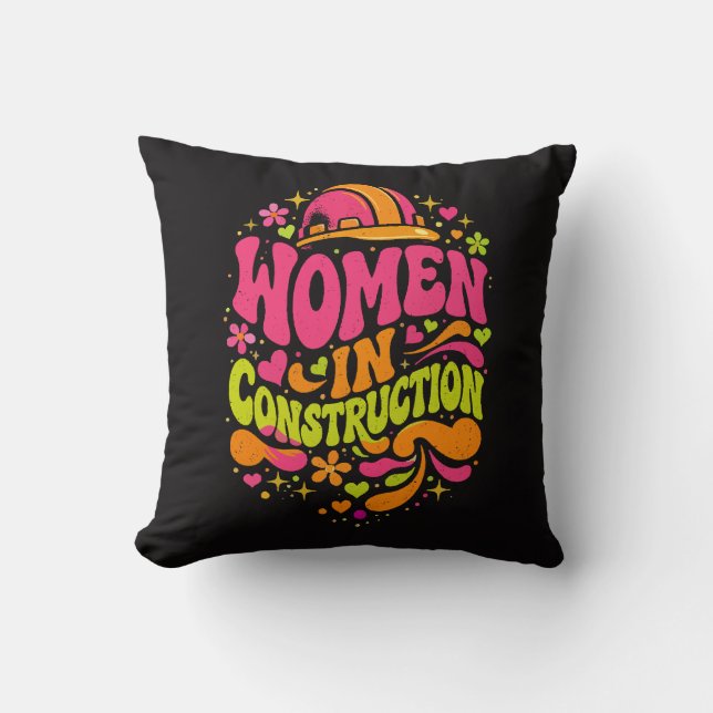 Coussin Women In Construction Retro Empowerment (Recto)