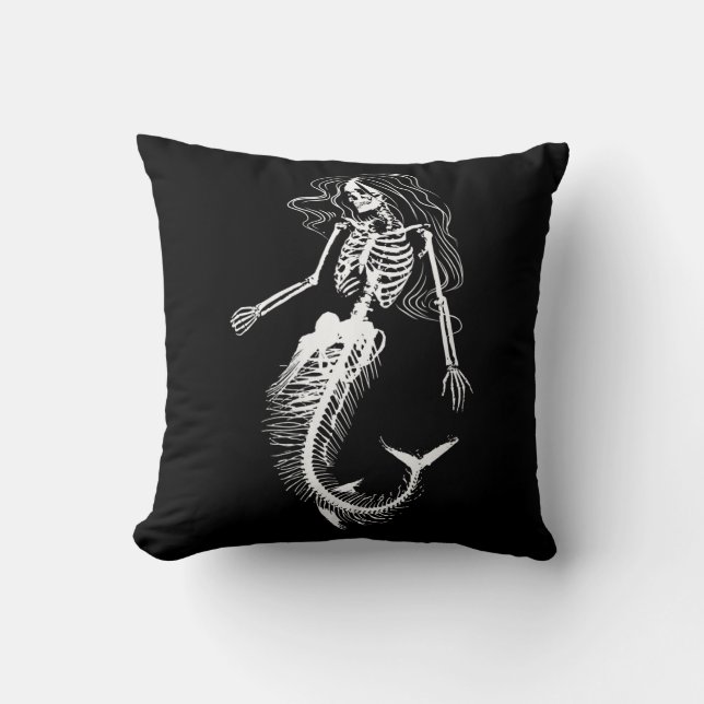 Coussin Womens Funny Halloween Mermaid Skeleton (Recto)
