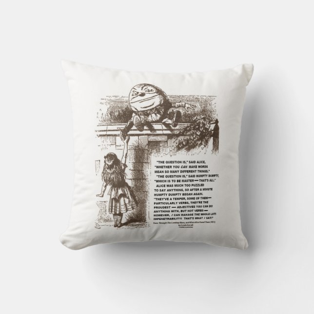 Coussin Wonderland Alice Humpty Dumpty Conversation Citati (Recto)