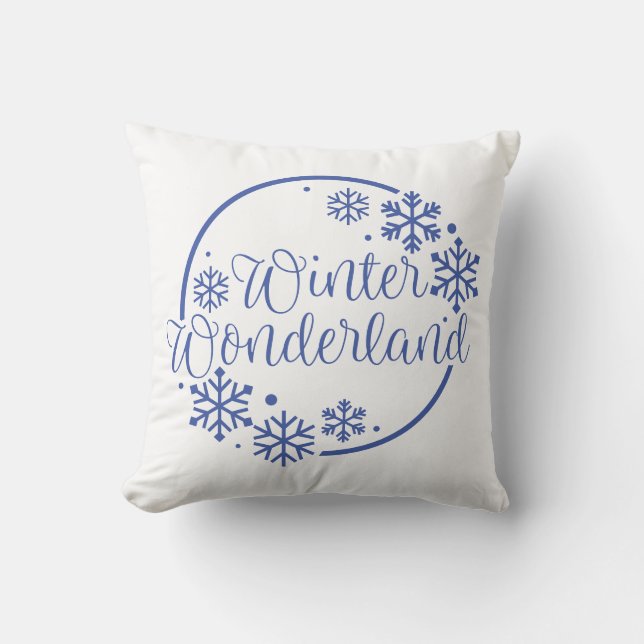 Coussin Wonderland hivernal réversible avec des flocons de (Recto)