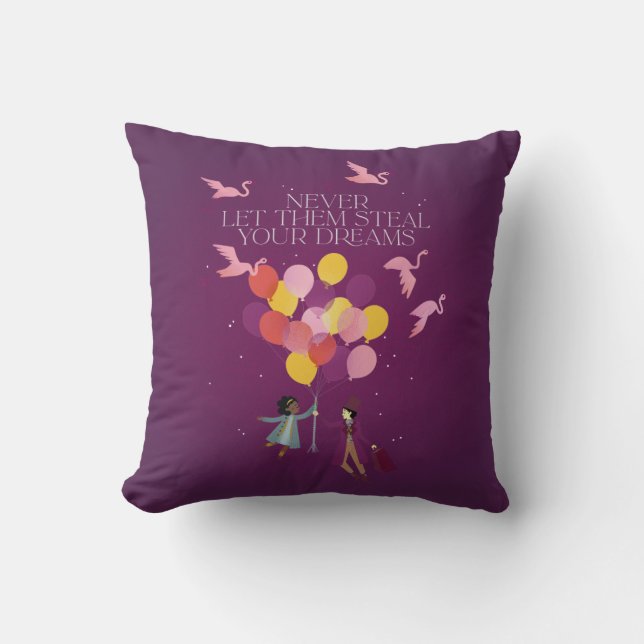 Coussin Wonka "Ne les laissez jamais voler vos rêves" (Recto)