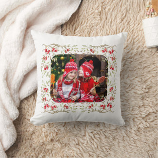 Coussin Woodland Antler et Winter Berry Family Photo