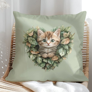 Coussin Woodland Heart Kitty - Automne Cosy