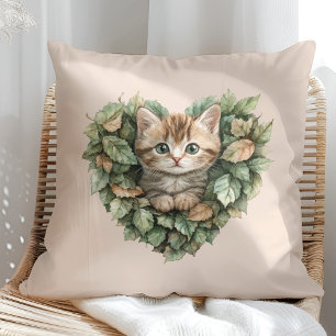 Coussin Woodland Heart Kitty - Automne Cosy