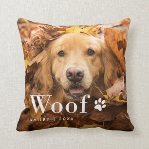 Coussin Woof   Photo de votre chien et un Empreinte de pat